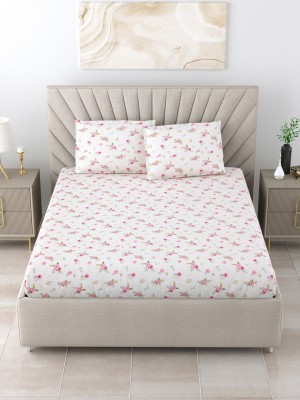 Bombay Dyeing Floral Double Dohar for  AC Room(Cotton, White, Pink)