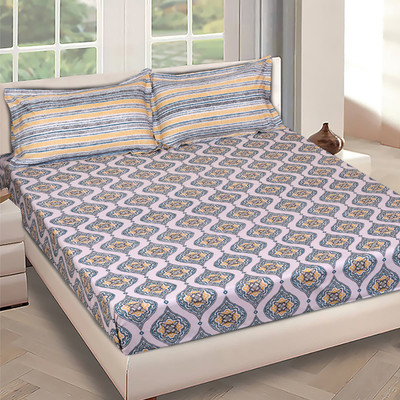 ROMEE 144 TC Cotton Queen Motifs Flat Bedsheet(Pack of 1, Multicolor)