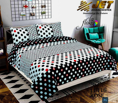 Yashi decor 160 TC Cotton Double Printed Flat Bedsheet(Pack of 1, White)