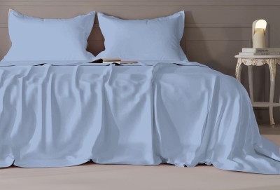 Vintana 300 TC Cotton King Solid Flat Bedsheet(Pack of 1, Blue)