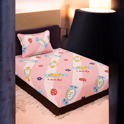 HOMYBEES 110 TC Polyester Single Abstract Flat Bedsheet(Pack of 1, Maroon)