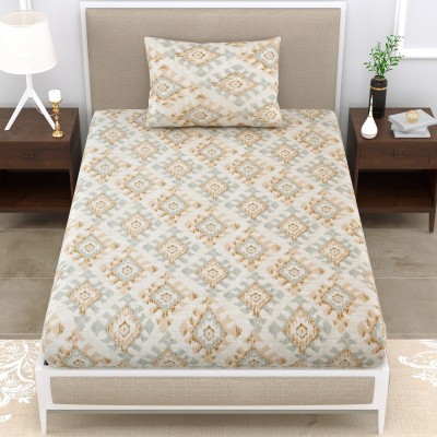 DIGITRENDZZ 280 TC Cotton Single Floral Flat Bedsheet(Pack of 1, Brown)