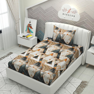 HIDECOR 280 TC Microfiber Single Geometric Flat Bedsheet(Pack of 1, Multicolor)