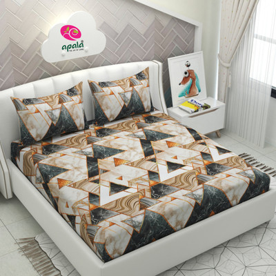 Apala 280 TC Microfiber King Geometric Flat Bedsheet(Pack of 1, Multicolor)