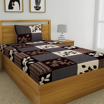ANIKET Microfiber Single Flat 160 TC Checkered Bedsheet(Pack of 1, Multicolor)