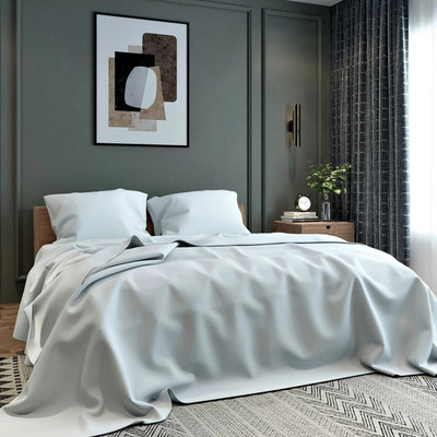 BELVOSTUM 280 TC Microfiber Double Solid Flat Bedsheet(Pack of 1, Grey)