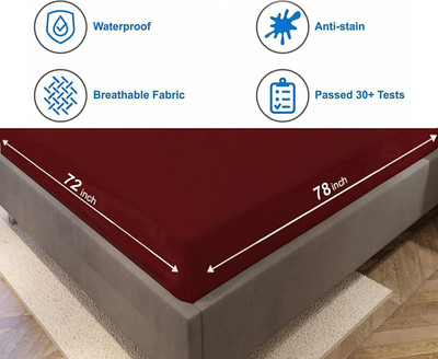 AGS ACTIVE Cotton King Fitted (Elastic) 220 TC Solid Bedsheet(Pack of 1, Maroon)