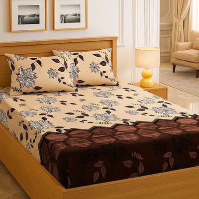 Hss fab Cotton Blend King Fitted (Elastic) 180 TC Abstract Bedsheet(Pack of 1, Multicolor)