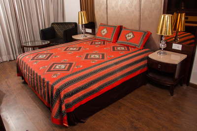 KANDY SHOP Cotton Double Flat 210 TC Jaipuri Prints Bedsheet(Pack of 1, Red)