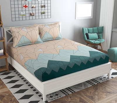 Star Weaves 200 TC Cotton Queen 3D Printed Fitted (Elastic) Bedsheet(Pack of 1, Multicolor)
