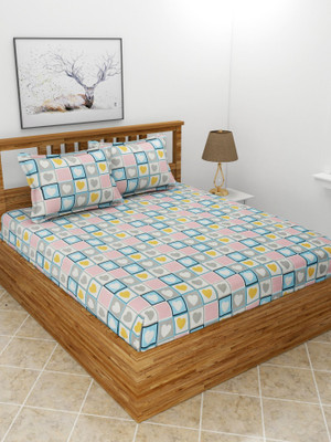 BREVARD Polycotton King Flat 210 TC Printed Bedsheet(Pack of 1, Multicolor)