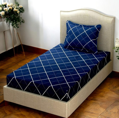 SHVERIRA STYLE Cotton Single Flat 161 TC 3D Printed Bedsheet(Pack of 1, Blue)