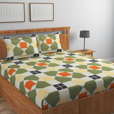TEXIVA Cotton King Flat 210 TC Self Design Bedsheet(Pack of 1, Multicolor)