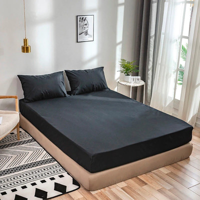 Optra 180 TC Microfiber Single Solid Flat Bedsheet(Pack of 1, Black)