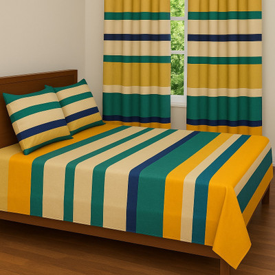 RRC Microfiber Double Flat 144 TC Printed Bedsheet(Pack of 1, Multicolor)