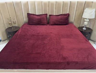 Byloom 220 TC Velvet King Solid Fitted (Elastic) Bedsheet(Pack of 1, Maroon)