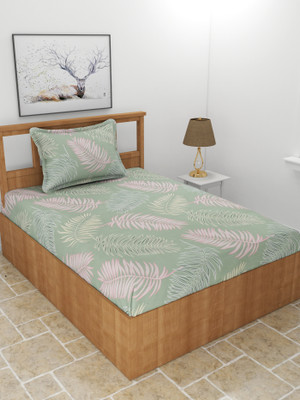 MORADO 210 TC Polycotton Single Printed Flat Bedsheet(Pack of 1, Green)