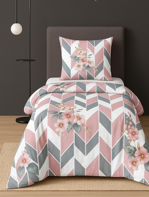 LUMORA NEST Cotton Single Flat 300 TC Floral Bedsheet(Pack of 1, Pink)