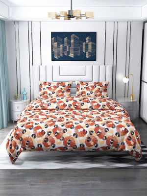 Nendle Cotton Super King Flat 400 TC Printed Bedsheet(Pack of 1, Dark Brown)