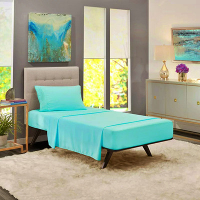 BEVI 300 TC Microfiber Single Solid Flat Bedsheet(Pack of 1, Aqua)