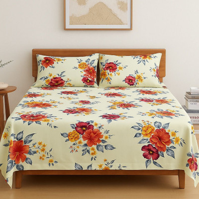Dammn Decores Microfiber King Flat 200 TC 3D Printed Bedsheet(Pack of 1, Pista Green)