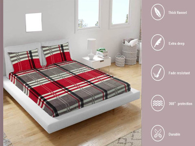 PROZONE 210 TC Velvet King Printed Fitted (Elastic) Bedsheet(Pack of 1, Multicolor)
