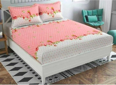 rivek Cotton Double Flat 220 TC Cartoon Bedsheet(Pack of 1, Pink)