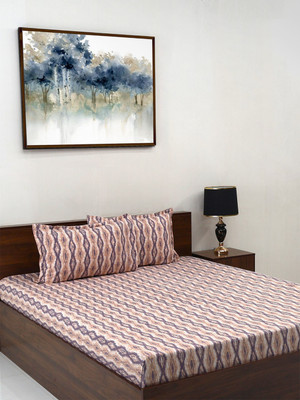 Steve and Anderson Microfiber Double Flat 164 TC Abstract Bedsheet(Pack of 1, Purple)