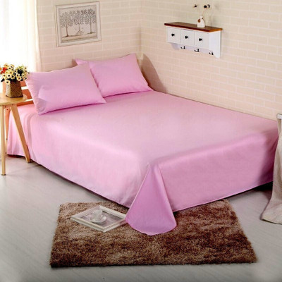 BEVI Microfiber Double Flat 300 TC Solid Bedsheet(Pack of 1, Pink)