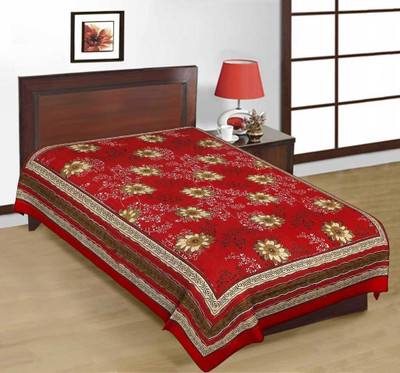 PETROSOLY 260 TC Cotton Single Printed Flat Bedsheet(Pack of 1, Multicolor)