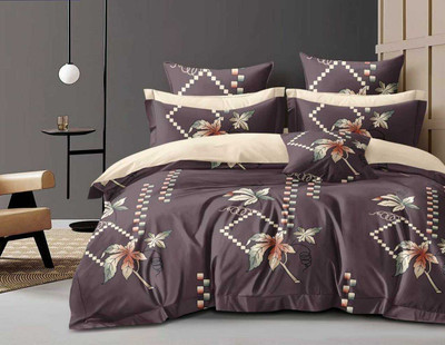 MANIQATEX Polycotton King Flat 300 TC Floral Bedsheet(Pack of 1, Multicolor)