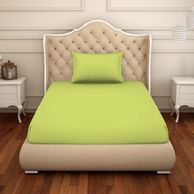 Welspun 150 TC Cotton Single Solid Flat Bedsheet(Pack of 1, Light Green)