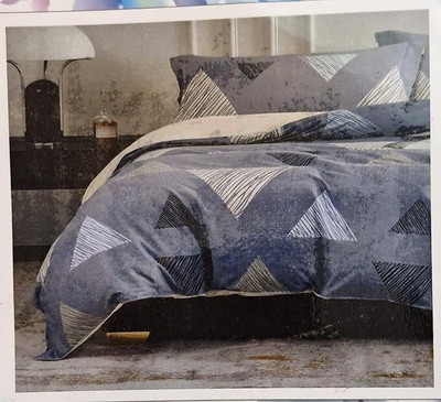 DECOR BY MOM Cotton King Fitted (Elastic) 400 TC Floral Bedsheet(Pack of 1, Gray)