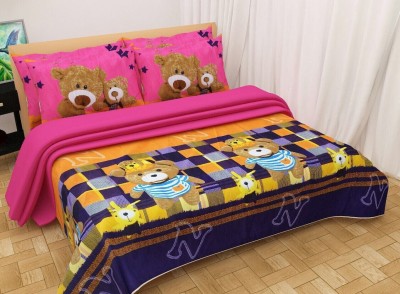 Vidhyaheandloom 144 TC Satin Double Printed Flat Bedsheet(Pack of 1, Multicolor)