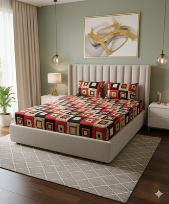 rangloom creations Cotton Double Flat 160 TC Geometric Bedsheet(Pack of 1, Multicolor)