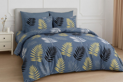 IWS Microfiber Double Flat 144 TC 3D Printed Bedsheet(Pack of 1, Blue)
