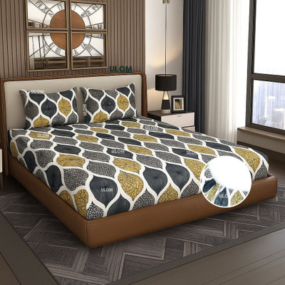 NIDIF Woolen Double Fitted (Elastic) 350 TC Floral Bedsheet(Pack of 1, lp-4)