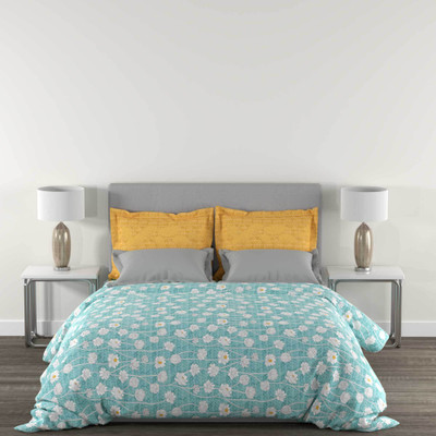 MYTRIDENT Cotton Queen Flat 144 TC Solid Bedsheet(Pack of 1, Julius Aqua)