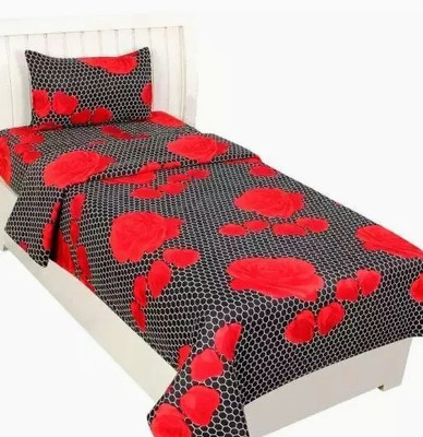 LA MANTTA 144 TC Polycotton Single Printed Flat Bedsheet(Pack of 1, Multicolor)