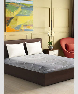 BONA SORT 210 TC PVC Double Self Design Flat Bedsheet(Pack of 1, Grey (Thin PVC Sheet))