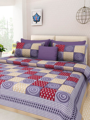E ELMA 210 TC Cotton Double Abstract Flat Bedsheet(Pack of 1, Brown)