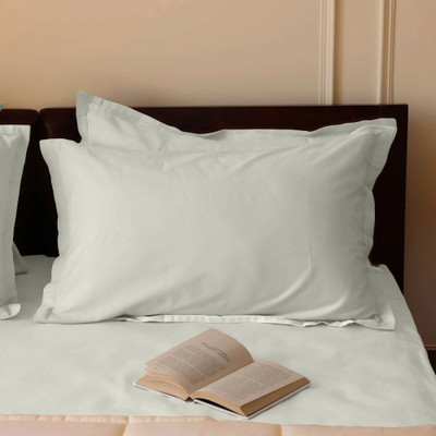 SleepyCat Cotton King Fitted (Elastic) 300 TC Solid Bedsheet(Pack of 1, Mineral)