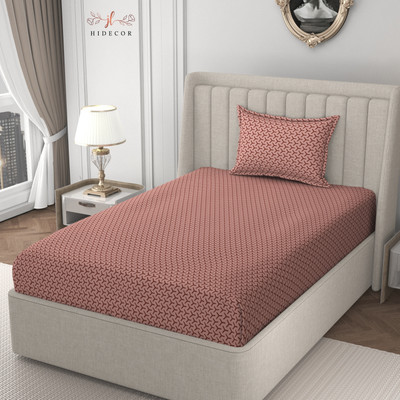 HIDECOR 280 TC Microfiber Single Printed Flat Bedsheet(Pack of 1, Brown)