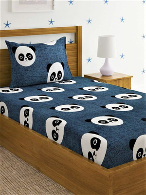 Homefab India 140 TC Microfiber Single Printed Flat Bedsheet(Pack of 1, Grey)
