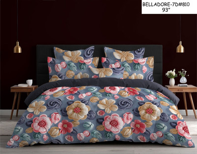 DAYAL ENTERPRISES Cotton King Flat 450 TC Floral Bedsheet(Pack of 1, Blue, Red)