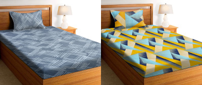 Flipkart SmartBuy 144 TC Microfiber Single Printed Flat Bedsheet(Pack of 2, Grey, Multicolor)
