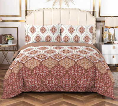 Bombay Dyeing Cotton King Flat 180 TC Floral Bedsheet(Pack of 1, Maroon)