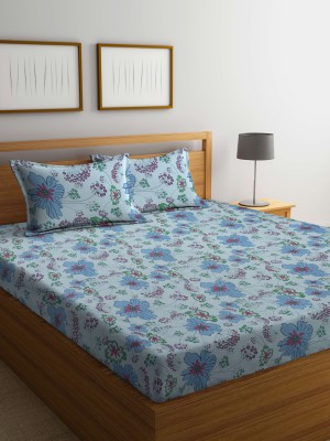 Bombay Dyeing 104 TC Cotton Double Abstract Flat Bedsheet(Pack of 1, Blue)