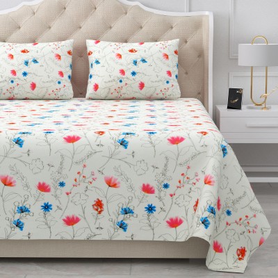 BELLA CASA 180 TC Cotton Double Floral Flat Bedsheet(Pack of 1, Multicolor)