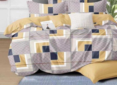 House Of Meticulous Elegance 210 TC Cotton Double Geometric Flat Bedsheet(Pack of 1, Multicolor)